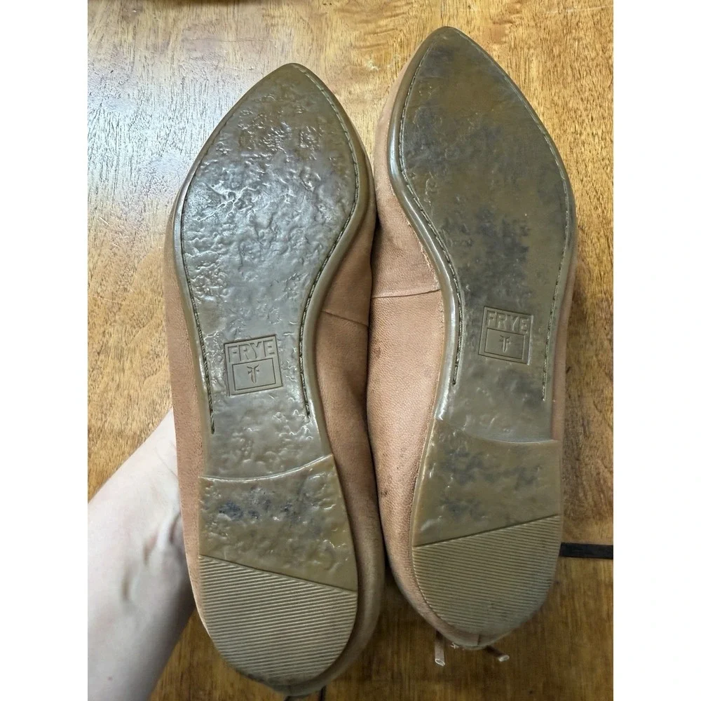 FRYE Women's 8 Regina Tan Beige Brandy Leather Nubuck Ballet Flats Pointed Toe